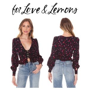 NWOT For Love & Lemons ISABELLA ROUCHED TOP in cherry